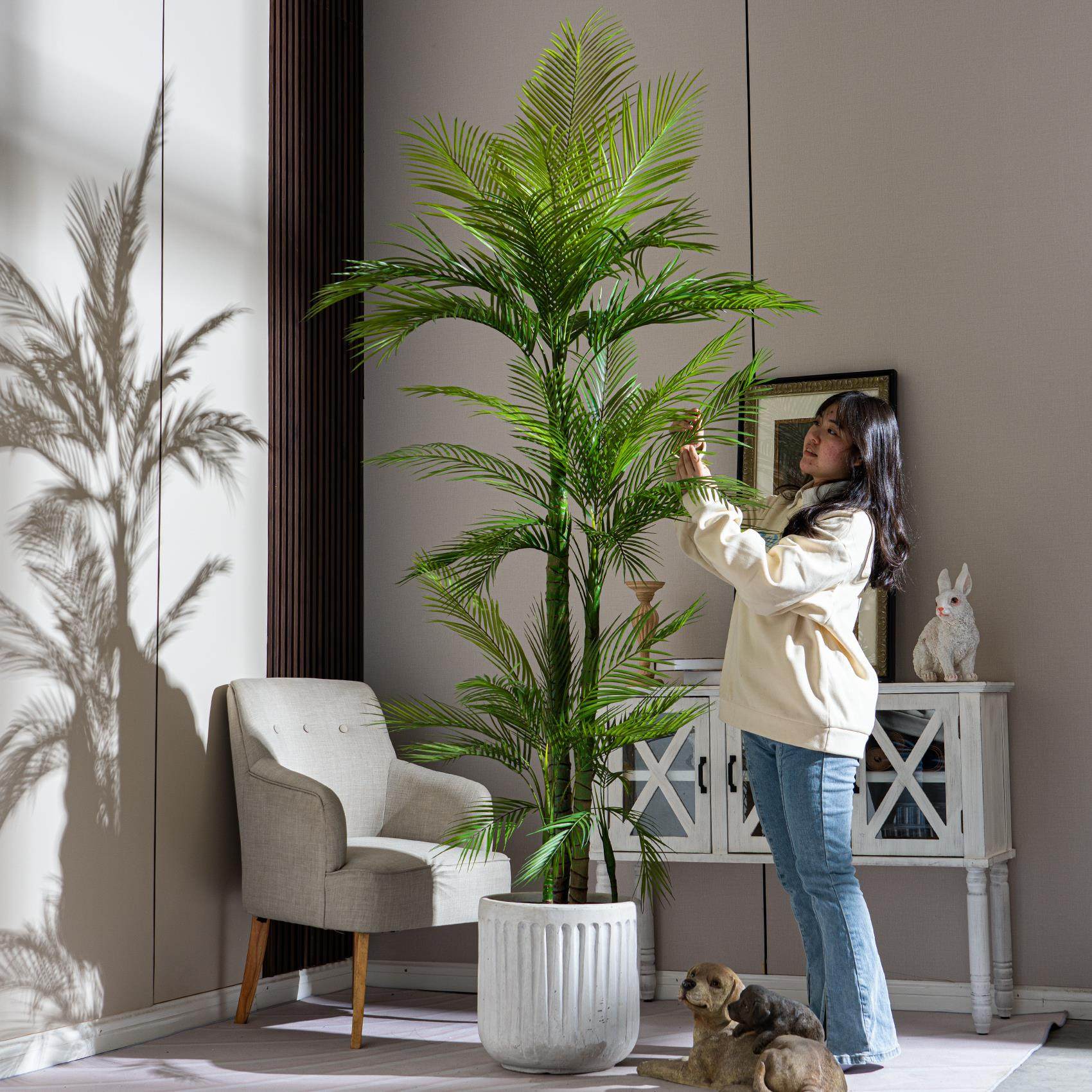 高端轻奢大型散尾葵彷真棕榈树绿植假树植物室内客厅热带造景摆件 - 图2