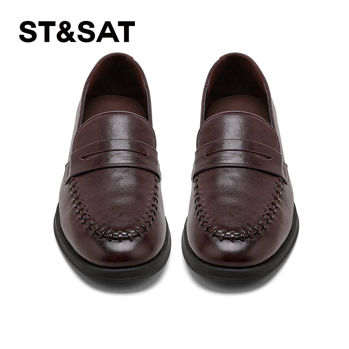 星期六真皮乐福鞋女2026新款女鞋黑色时尚百搭低跟舒适通勤小皮鞋,淘宝优惠券,粉丝福利购,淘宝优惠卷