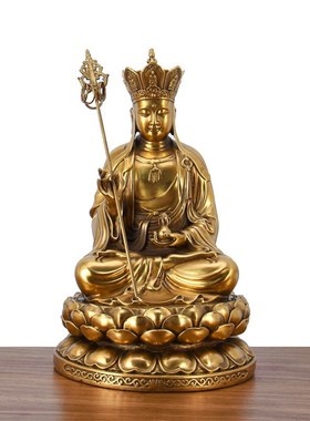 纯铜地藏王菩萨观世音佛像释迦牟尼佛家用娑婆三圣像家居供奉摆件