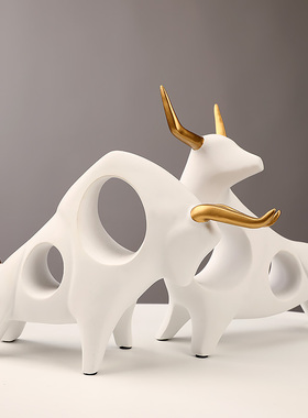 创意牛气冲天牛摆件北欧家居小装饰品电视柜玄关办公室工艺品摆设