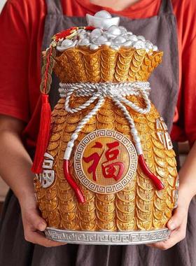 聚宝盆招财客厅古董博古物书架玄关装饰品开业礼品中式电视柜摆件