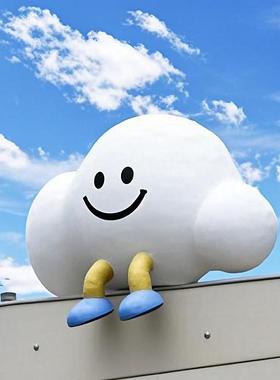 景区网红云朵秋千雕塑爱心气球户外海边民宿婚庆打卡美陈装饰摆件