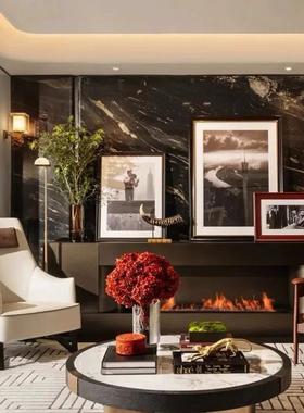 新中式客厅玄关茶几桌面托 托盘装饰书软装家居饰品组合道具陈列