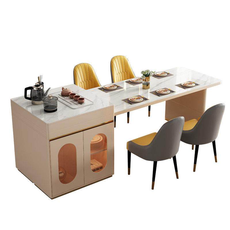 岛台餐桌一体可伸缩家用小户型泡茶桌带微波炉电磁炉岩板岛台餐桌,淘宝优惠券,粉丝福利购,淘宝优惠卷