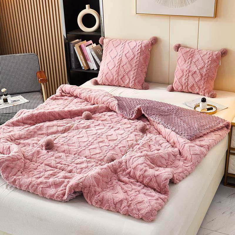 汽车上办公室保暖靠垫枕头被毯冬纯色双面加厚珊瑚绒抱枕被子两用,淘宝优惠券,粉丝福利购,淘宝优惠卷