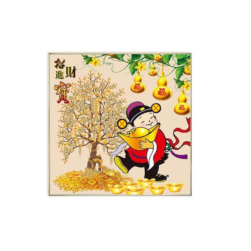 招财进宝钻石画满钻财神爷贴点钻十字绣小幅新款客厅发财树砖石绣,淘宝优惠券,粉丝福利购,淘宝优惠卷
