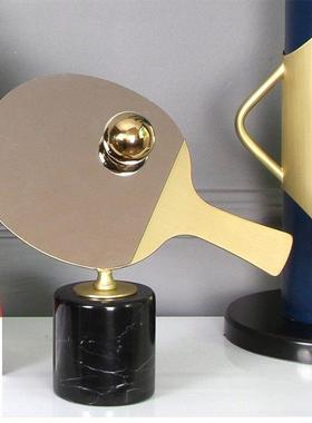 客厅软装饰玄关桌面工艺品创意样板房电视柜乒乓球轻奢大理石摆件