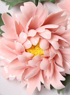 德化陶瓷牡丹挂盘手工瓷花摆件乔迁客厅办公室博古架电视柜装饰品