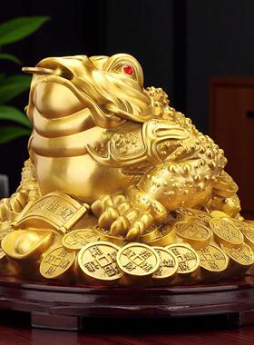 纯黄铜招财金蟾摆件三组金蟾客厅店铺办公室家居装饰品开业礼品
