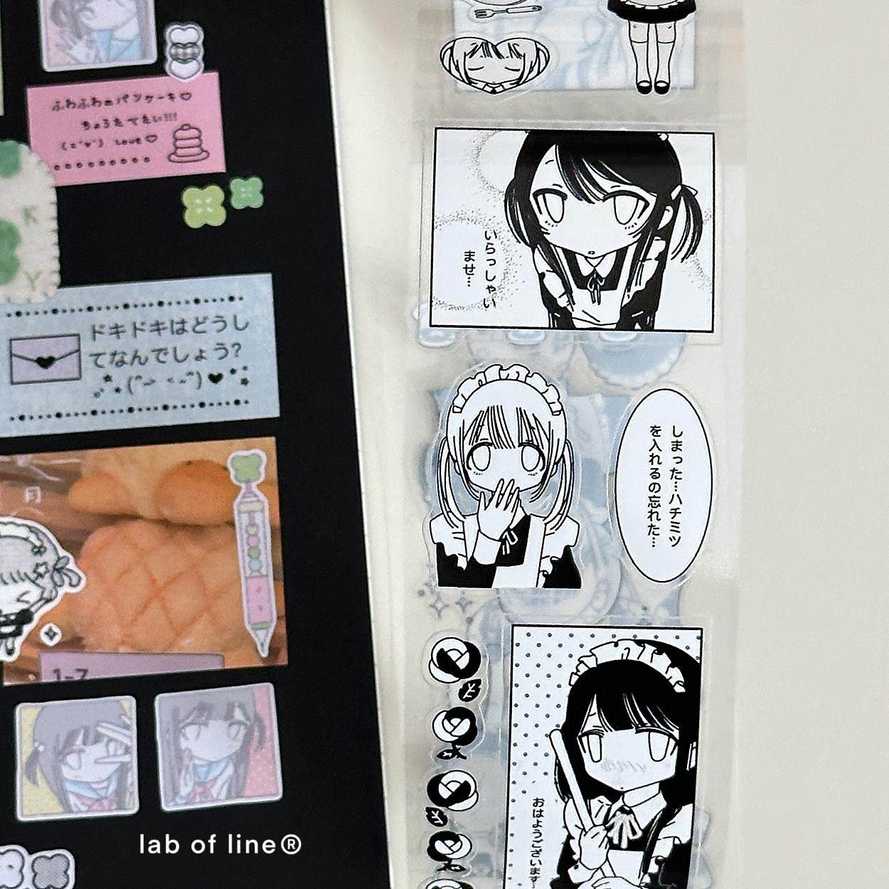 线条研究室 女仆手册 新品切模贴纸卷闪沙黑白漫画胶带拼贴手帐,淘宝优惠券,粉丝福利购,淘宝优惠卷