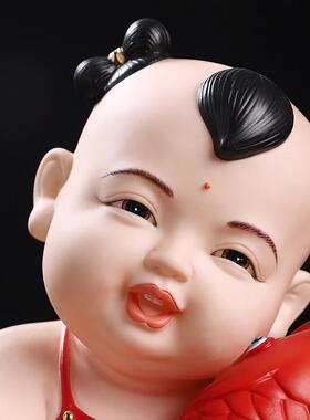 东方泥土《年年有余》中式人物陶瓷摆件客厅酒柜书房博古架装饰品