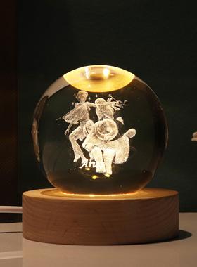 十二星座创意发光水晶球装饰摆件女友生日礼物夜灯情侣狮子座毕业