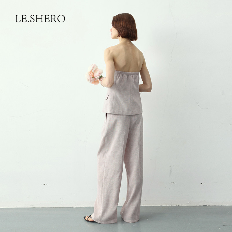 LE.SHERO立体裁剪气质修身裹胸设计感抹胸女夏上衣百搭长裤两件套,淘宝优惠券,粉丝福利购,淘宝优惠卷