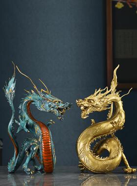 生意红火，吸水绿龙铜工艺品，中国龙饰品，门厅，公司办公财富开