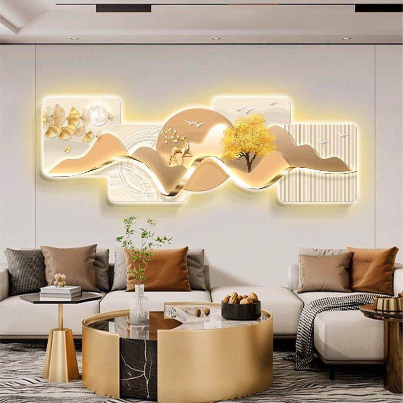 LED客厅高端装饰画 画新款沙发背景墙壁画 画高级感灯光画 画卧室,淘宝优惠券,粉丝福利购,淘宝优惠卷