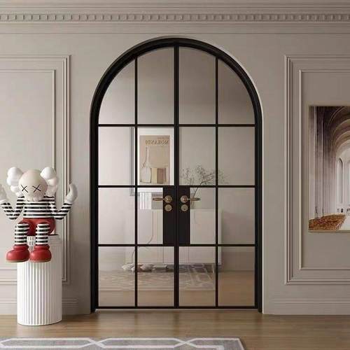 铁艺覆古法式拱形玻璃门化妆室开 门厕所卧室阳台定制厨房门平开 - 图0