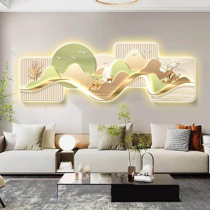 LED客厅高端装饰画 画新款沙发背景墙壁画 画高级感灯光画 画卧室,淘宝优惠券,粉丝福利购,淘宝优惠卷