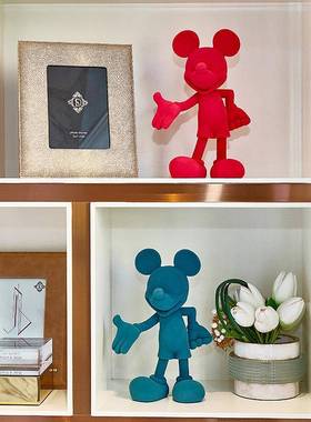 奶油风米奇摆件客厅玄关过道电视柜桌面家居壁柜酒柜送礼创意装饰