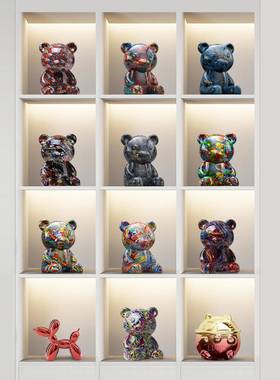 小熊存钱罐摆件轻奢高档入门玄关新居入宅客厅酒柜儿童卧室装饰品