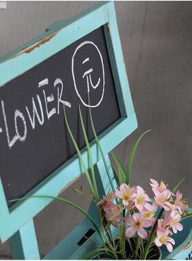 zakka实木复古做旧黑板花架多层收纳摆件创意店铺咖啡馆置物架