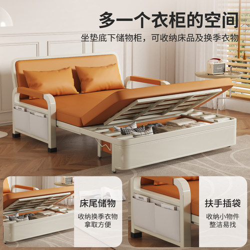 沙发床折叠两用2025新款小户型单人床客厅阳台伸缩床多功能留宿床 - 图2