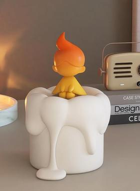 卡通创意蜡烛女孩桌面树脂摆件现代客厅玄关电视柜酒柜书架装饰品