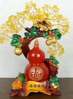 日常送礼葫芦摆件发财树摆设家居客厅酒关玄柜乔迁开业礼品