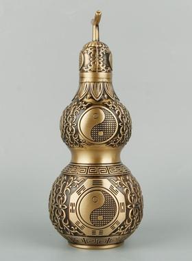 纯铜开 口铜葫芦镇宅八卦葫芦挂饰开 盖空心卧室家居装饰品福禄摆