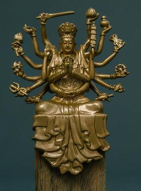 复古准提菩萨像准提佛母铜像摆件随身佛小号款精致禅意装饰送底座