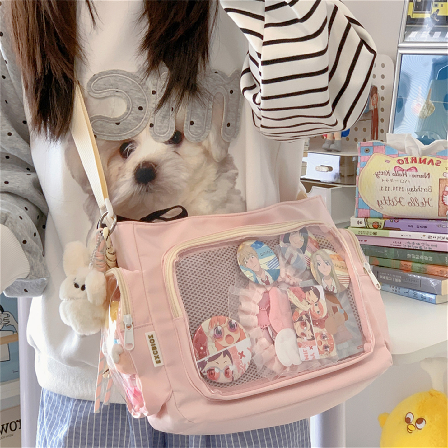 痛包高颜值追星透明的娃包小食量背包大容量学生党斜挎包包挎包女,淘宝优惠券,粉丝福利购,淘宝优惠卷