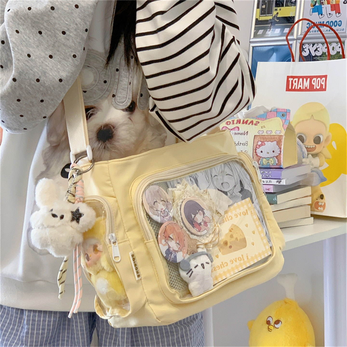 痛包高颜值追星透明的娃包小食量背包大容量学生党斜挎包包挎包女,淘宝优惠券,粉丝福利购,淘宝优惠卷