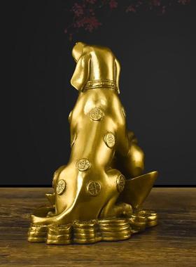 金钱狗纯黄铜狗风水摆件生肖招财狗补西北缺角招财客厅桌面装饰品