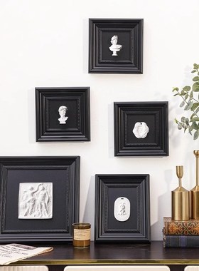 轻奢风玄关客厅摆件黑色法式相框摆台高级感艺术大卫雕塑桌面装饰