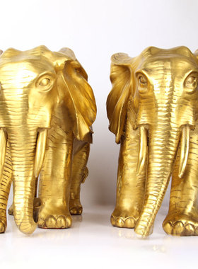 朴器 黄铜款长38厘米的铜大象摆件 一对
