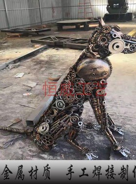 复古工业风手工金属怀旧机械狗动物创意落地摆件迎宾庭院工艺装饰