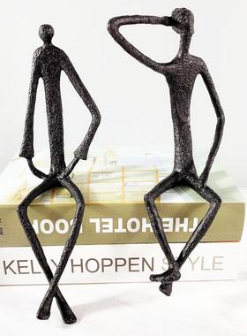 北欧抽象人物雕塑坐姿人摆件样板房售楼部客厅玄关创意家居工艺品