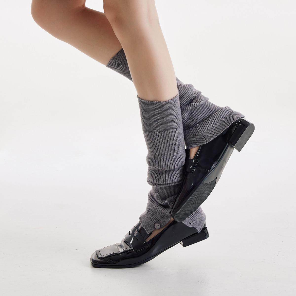 堆堆袜套女秋冬深棕色开叉纽扣设计感咖色长筒小腿套针织加长显瘦,淘宝优惠券,粉丝福利购,淘宝优惠卷