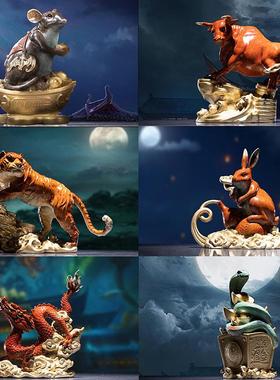 朱炳仁铜 十二生肖彩色铜雕办公桌摆件 工艺礼品摆饰办公桌家居摆