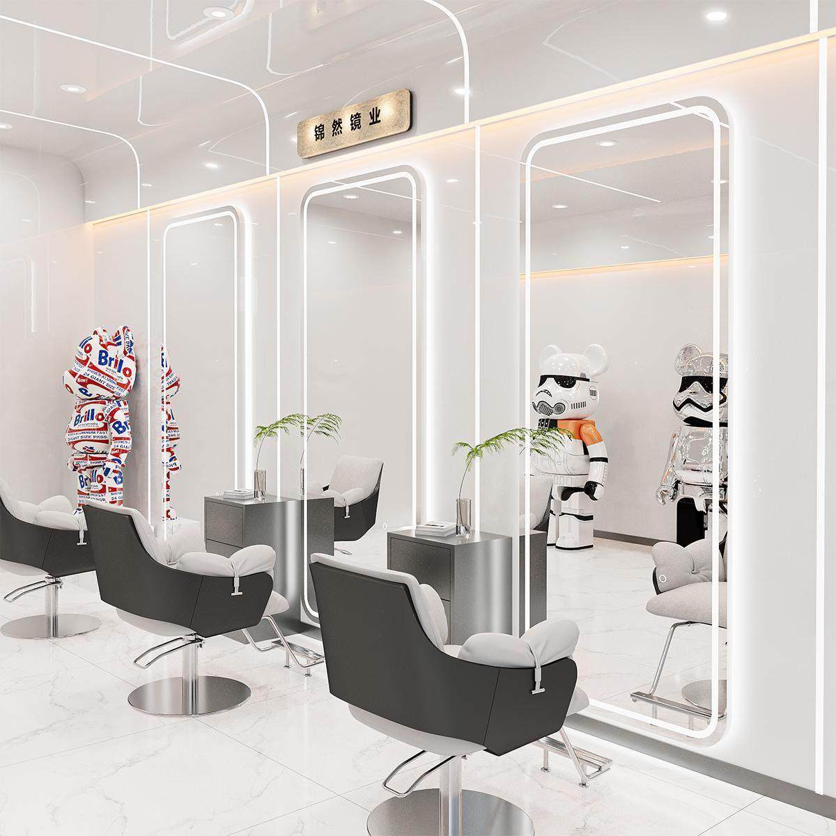 高档理发店镜台发廊专用潮挂墙款网红镜子带灯LED单面美发店镜子,淘宝优惠券,粉丝福利购,淘宝优惠卷
