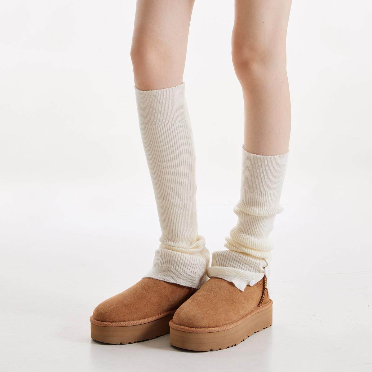 堆堆袜套女秋冬深棕色开叉纽扣设计感咖色长筒小腿套针织加长显瘦,淘宝优惠券,粉丝福利购,淘宝优惠卷