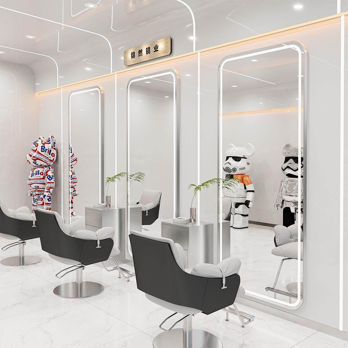 高档理发店镜台发廊专用潮挂墙款网红镜子带灯LED单面美发店镜子,淘宝优惠券,粉丝福利购,淘宝优惠卷