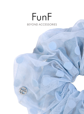 FunF/乐纷绮 王y雯同款波点圆舞曲大肠发圈气质网纱丸子头高级感