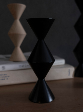 后弄无尽之柱摆件实木烛台 抽象几何榉木雕塑民宿装饰品拍照道具