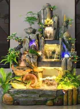 大型假山流水喷泉客厅阳台鱼池景观庭院装饰室内加湿器风水轮摆件