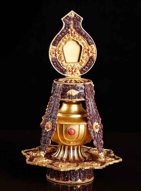 艾玛火 尼泊尔西藏供奉长寿宝瓶纯铜鎏金八吉祥灌顶 新款大号