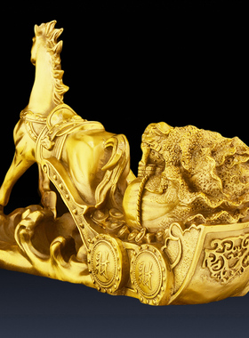 铜马拉白菜金蟾 纯铜马拉车 马上发财 家居饰品摆件 店铺开业礼品