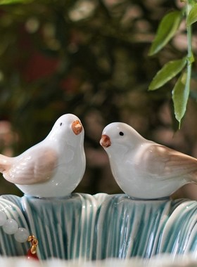 创意陶瓷首饰戒指盘可爱小鸟圆盘收纳点心盘茶点水果糕点盘摆盘