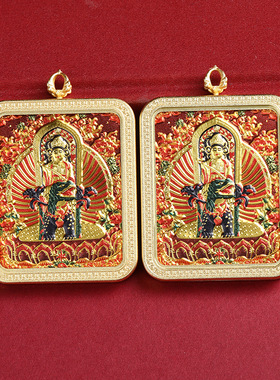 藏式防水唐卡五台山唐卡龙五爷浮雕钛钢 背面文殊菩萨 不锈钢