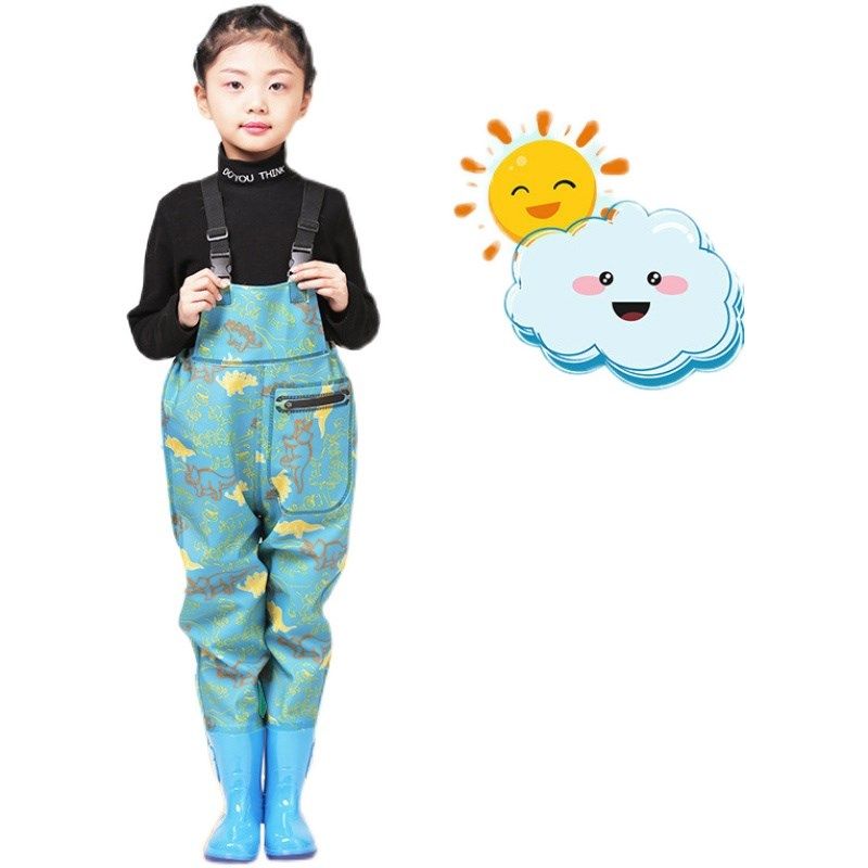 儿童雨裤雨鞋一体套装雨靴水裤皮裤防水沙滩玩水连鞋上学男童女童,淘宝优惠券,粉丝福利购,淘宝优惠卷