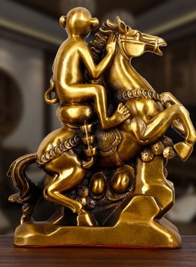纯铜马上封侯摆件办公室创意装饰品工艺品送领导朋友商务礼品客厅